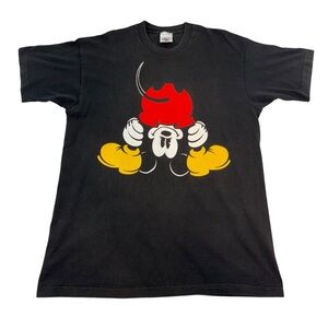 Vtg Mickey Mouse Black T Shirt Adult OSFA Disney Mickey & Co Bent Over Pose SS
